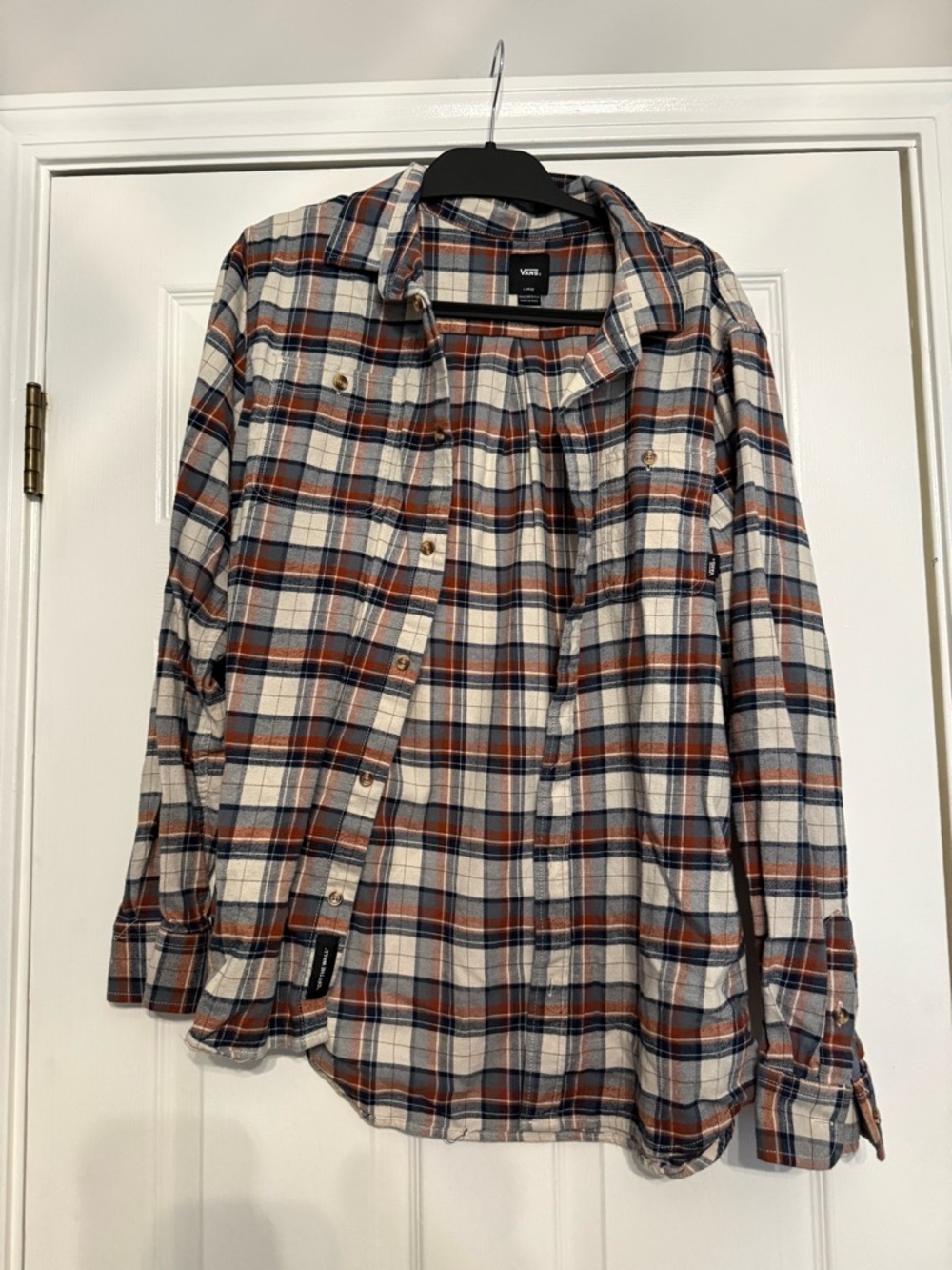 Vans Men’s Plaid Button-Down Shirt - Cream, Blue & Brown